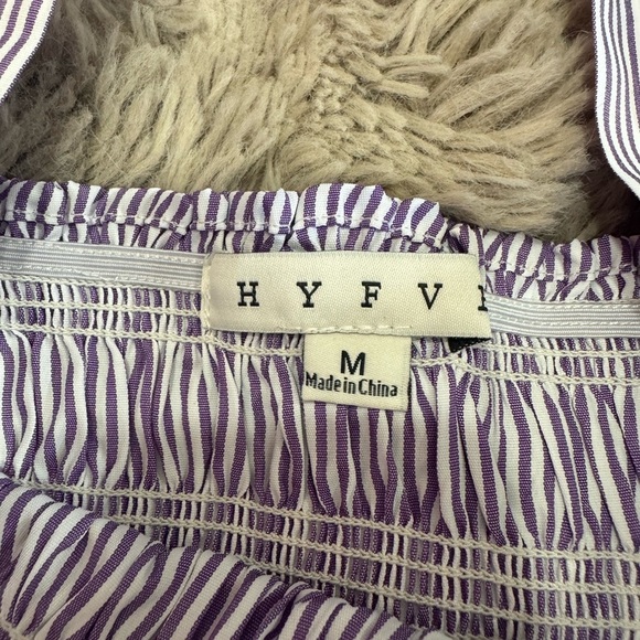 Hollister Blue Crochet and Purple HYFVE Striped Top Sz Med - Picture 3 of 3